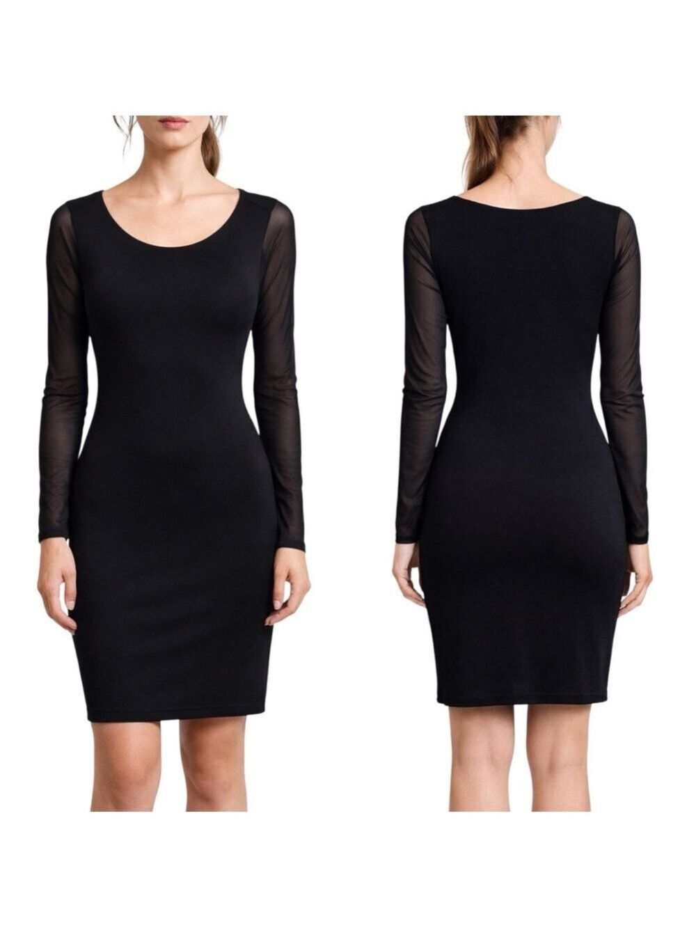 Philosophy Black Mesh Sleeve Bodycon Sheath Dress Women’s Small